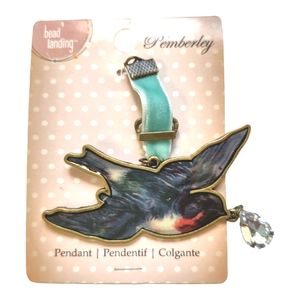 Pemberly Bead Landing Blue Bird Pendant Or Craft Charm Accent